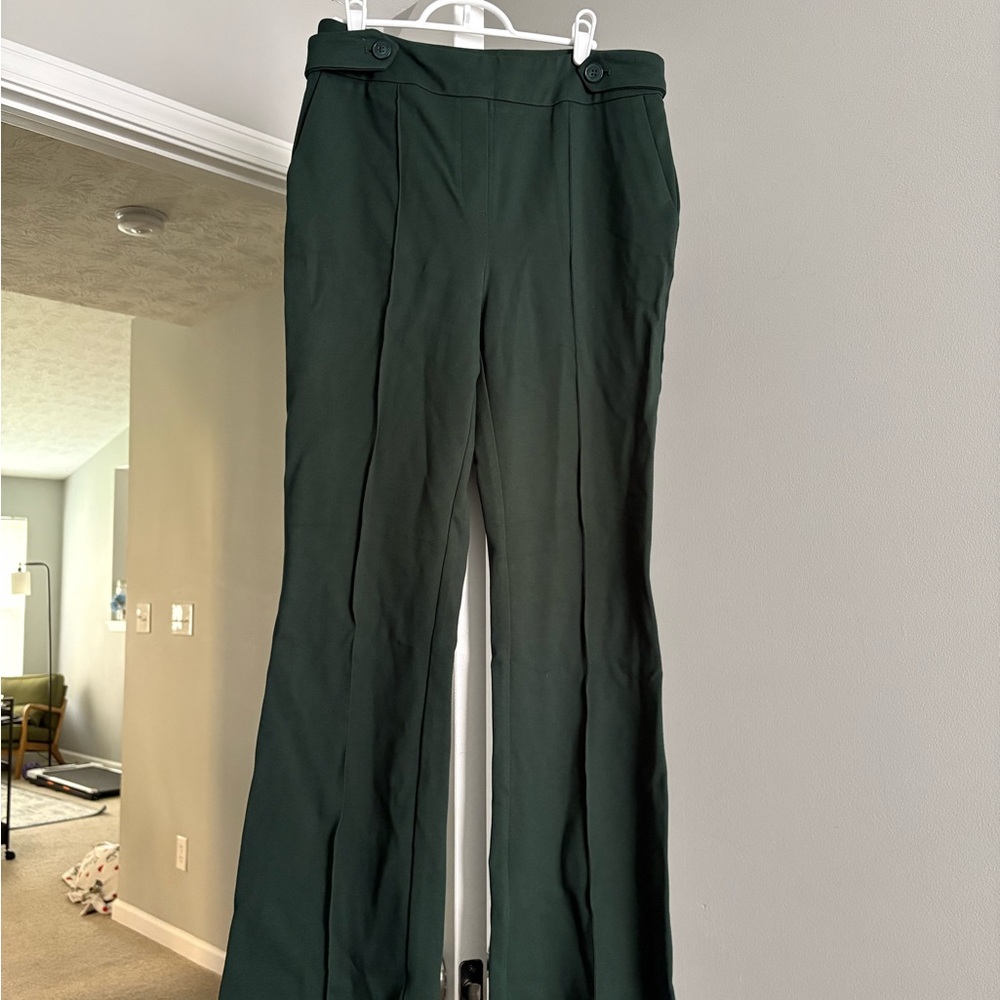 High-Waist Dark Green Tailored Trousers